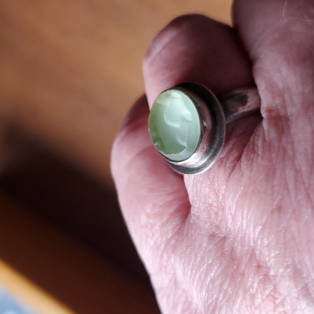 Blue seaglass silver ring - Picture 4 of 10